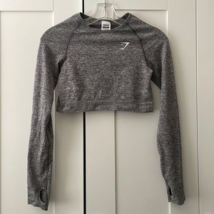 Gymshark Medium Vital Seamless Long Sleeve Crop Top in Smokey Grey Marl